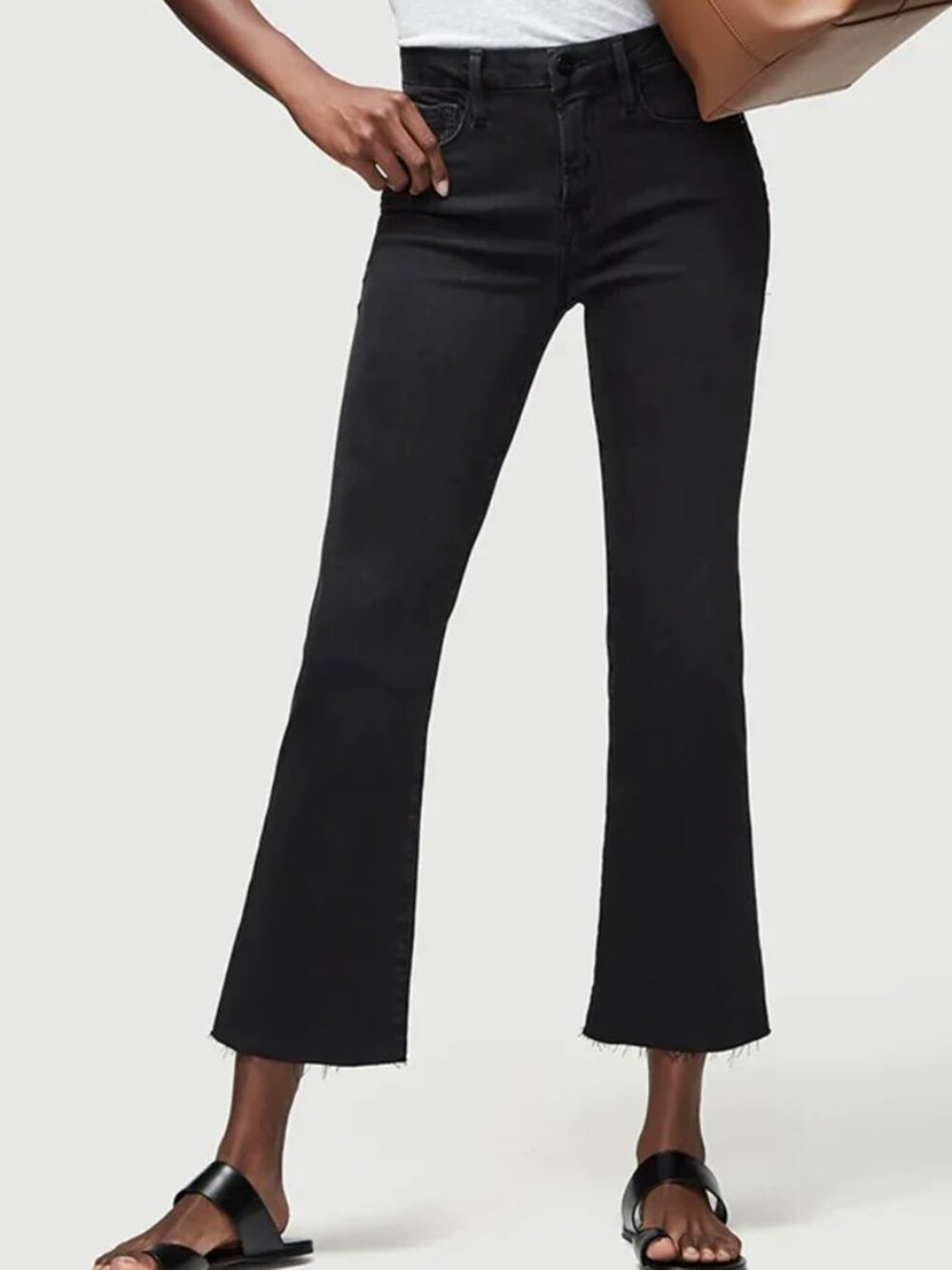 Frame women's Le Crop Mini Boot bootcut jeans 26 black denim raw hem Kerry